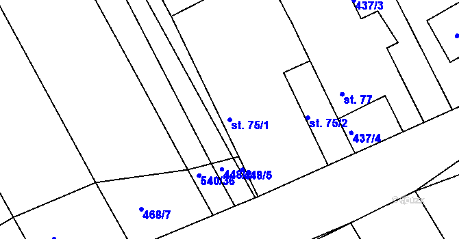 Parcela st. 75/1 v KÚ Jamnice, Katastrální mapa