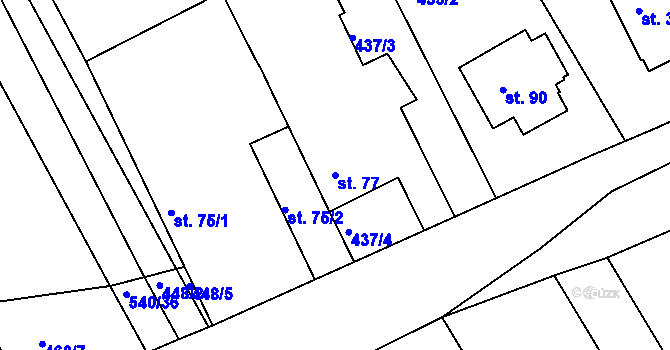 Parcela st. 77 v KÚ Jamnice, Katastrální mapa