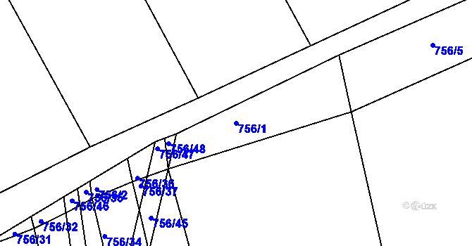 Parcela st. 756/1 v KÚ Jamnice, Katastrální mapa