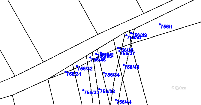 Parcela st. 756/2 v KÚ Jamnice, Katastrální mapa