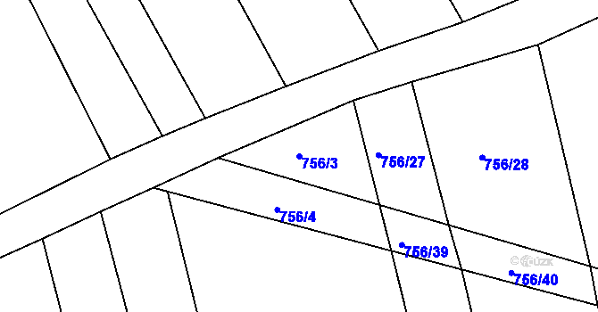 Parcela st. 756/3 v KÚ Jamnice, Katastrální mapa