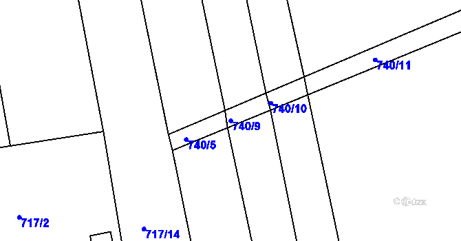 Parcela st. 740/9 v KÚ Jamnice, Katastrální mapa