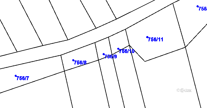 Parcela st. 756/9 v KÚ Jamnice, Katastrální mapa