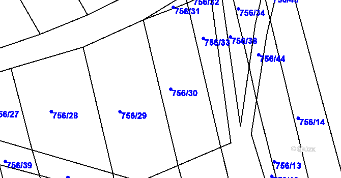 Parcela st. 756/30 v KÚ Jamnice, Katastrální mapa