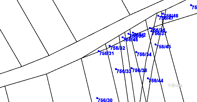 Parcela st. 756/31 v KÚ Jamnice, Katastrální mapa