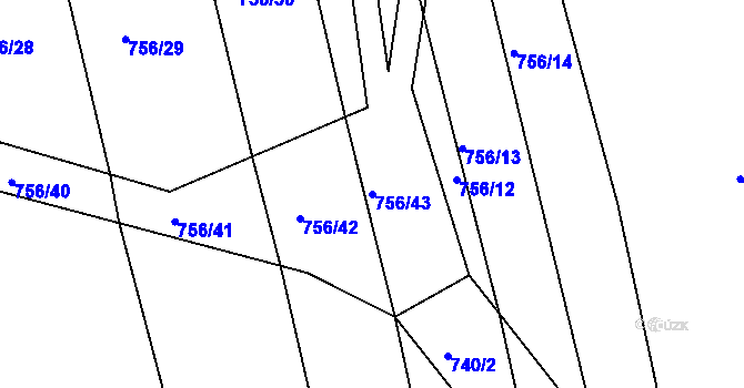 Parcela st. 756/43 v KÚ Jamnice, Katastrální mapa