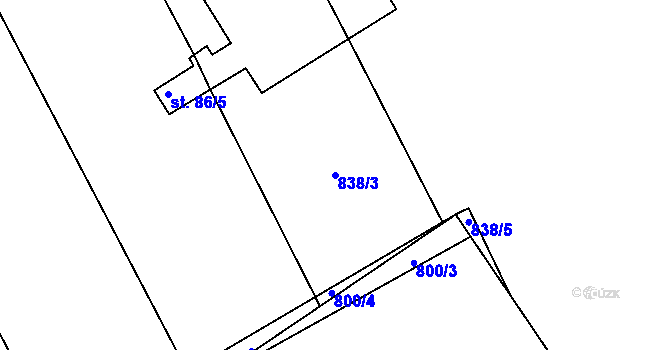 Parcela st. 838/3 v KÚ Jamnice, Katastrální mapa