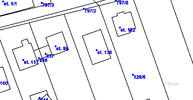 Parcela st. 130 v KÚ Jamnice, Katastrální mapa