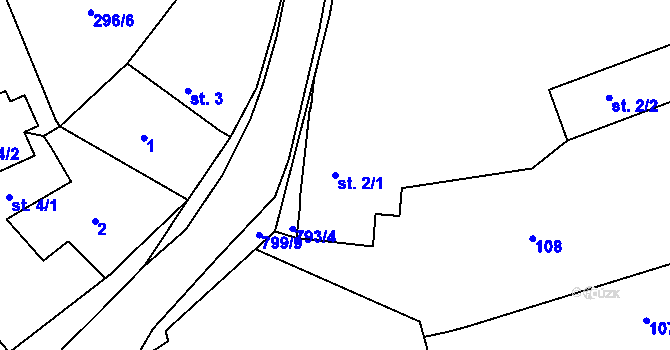 Parcela st. 2/1 v KÚ Jamnice, Katastrální mapa