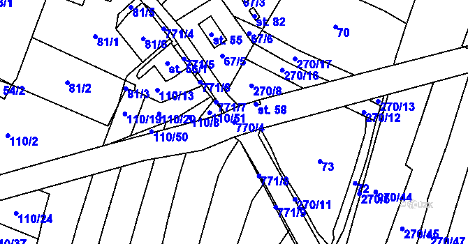 Parcela st. 770/4 v KÚ Jamný, Katastrální mapa