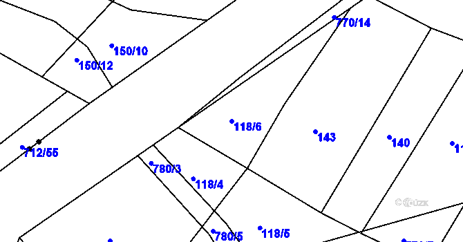 Parcela st. 118/6 v KÚ Jamný, Katastrální mapa