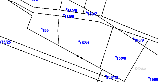 Parcela st. 152/1 v KÚ Jamný, Katastrální mapa