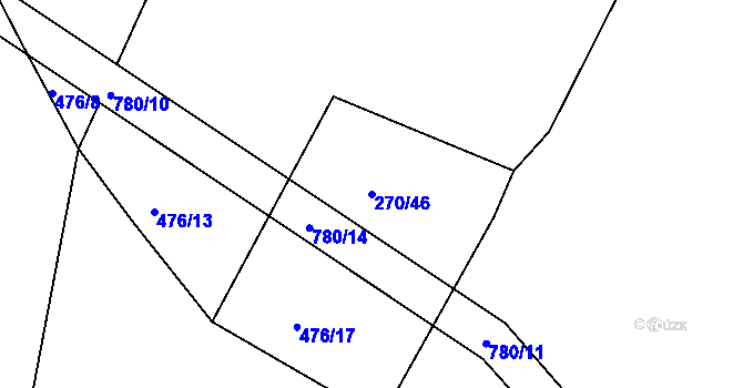 Parcela st. 270/46 v KÚ Jamný, Katastrální mapa