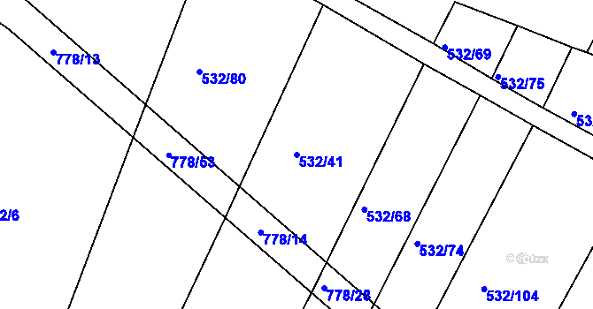 Parcela st. 532/41 v KÚ Jamný, Katastrální mapa