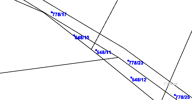 Parcela st. 548/11 v KÚ Jamný, Katastrální mapa