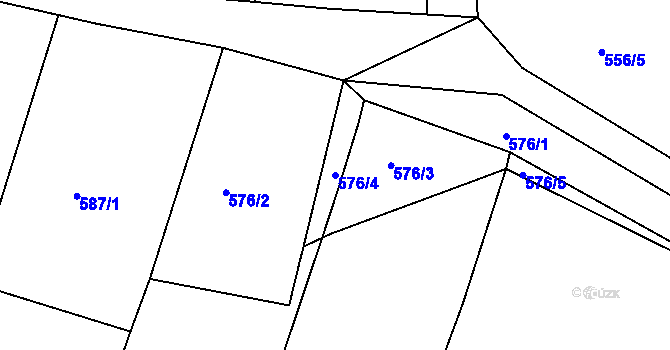 Parcela st. 576/4 v KÚ Jamný, Katastrální mapa