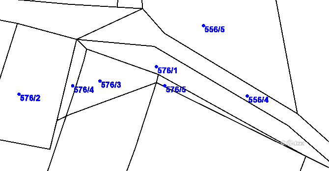 Parcela st. 576/5 v KÚ Jamný, Katastrální mapa