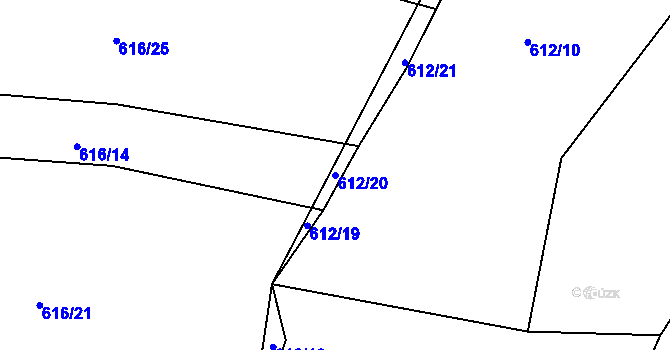 Parcela st. 612/20 v KÚ Jamný, Katastrální mapa