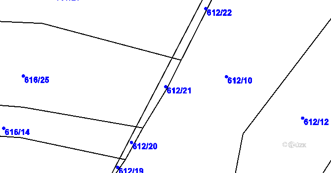 Parcela st. 612/21 v KÚ Jamný, Katastrální mapa