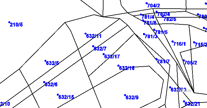Parcela st. 632/17 v KÚ Jamný, Katastrální mapa