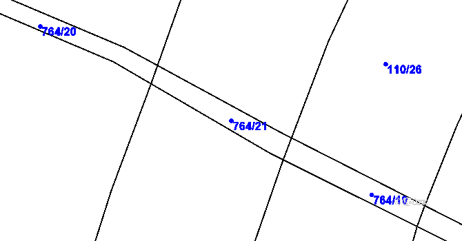 Parcela st. 764/21 v KÚ Jamný, Katastrální mapa