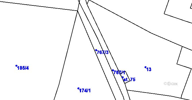 Parcela st. 767/3 v KÚ Jamný, Katastrální mapa