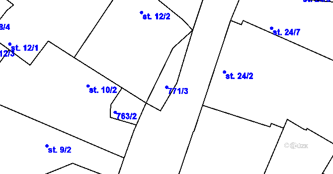 Parcela st. 771/3 v KÚ Jamný, Katastrální mapa
