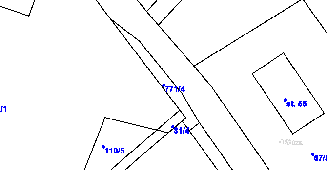 Parcela st. 771/4 v KÚ Jamný, Katastrální mapa