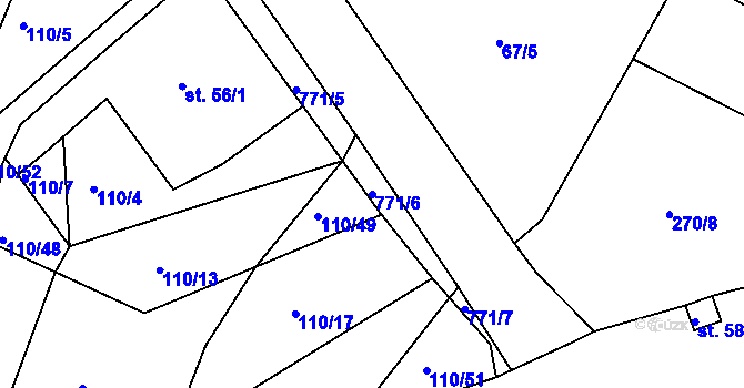 Parcela st. 771/6 v KÚ Jamný, Katastrální mapa
