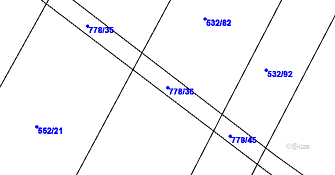 Parcela st. 778/36 v KÚ Jamný, Katastrální mapa