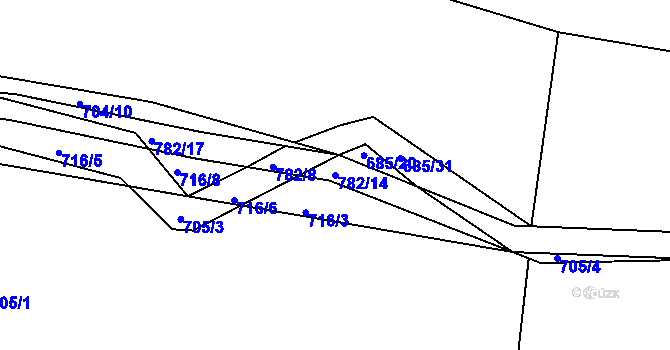 Parcela st. 782/14 v KÚ Jamný, Katastrální mapa