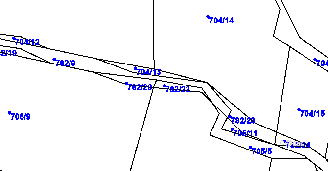Parcela st. 782/22 v KÚ Jamný, Katastrální mapa
