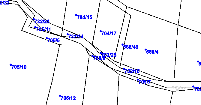 Parcela st. 782/25 v KÚ Jamný, Katastrální mapa