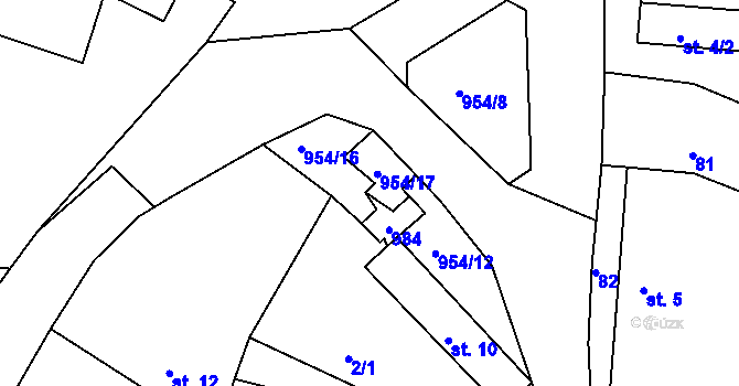 Parcela st. 47/1 v KÚ Kašina Hora, Katastrální mapa