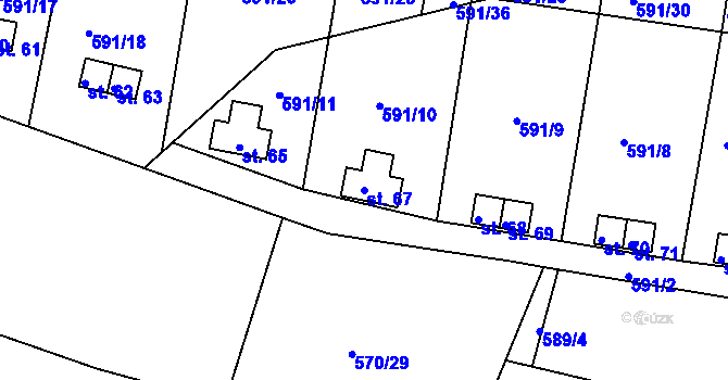 Parcela st. 67 v KÚ Kašina Hora, Katastrální mapa
