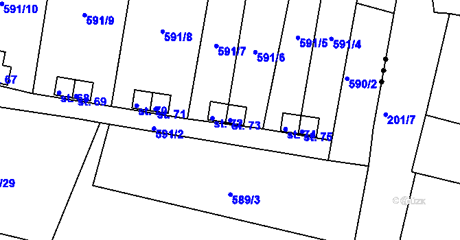 Parcela st. 73 v KÚ Kašina Hora, Katastrální mapa