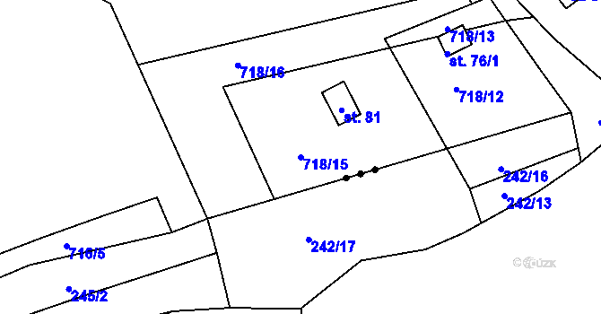 Parcela st. 718/15 v KÚ Kašina Hora, Katastrální mapa