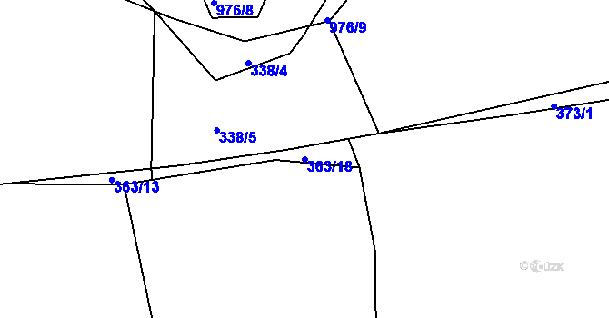 Parcela st. 363/18 v KÚ Kašina Hora, Katastrální mapa