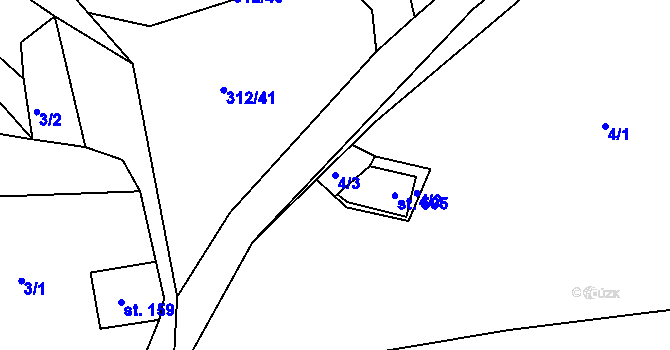 Parcela st. 4/3 v KÚ Temešvár, Katastrální mapa