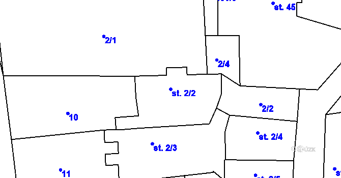 Parcela st. 2/2 v KÚ Temešvár, Katastrální mapa