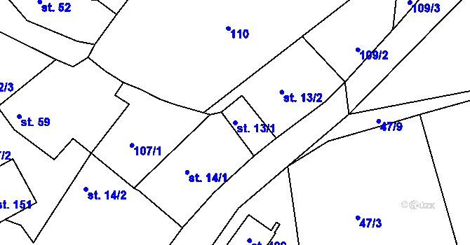 Parcela st. 13/1 v KÚ Temešvár, Katastrální mapa