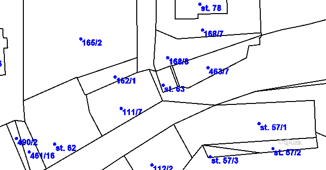 Parcela st. 63 v KÚ Temešvár, Katastrální mapa