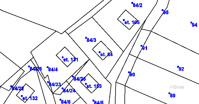 Parcela st. 84 v KÚ Temešvár, Katastrální mapa