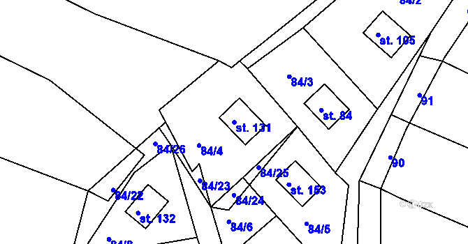 Parcela st. 131 v KÚ Temešvár, Katastrální mapa
