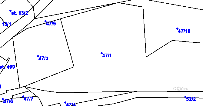 Parcela st. 47/1 v KÚ Temešvár, Katastrální mapa