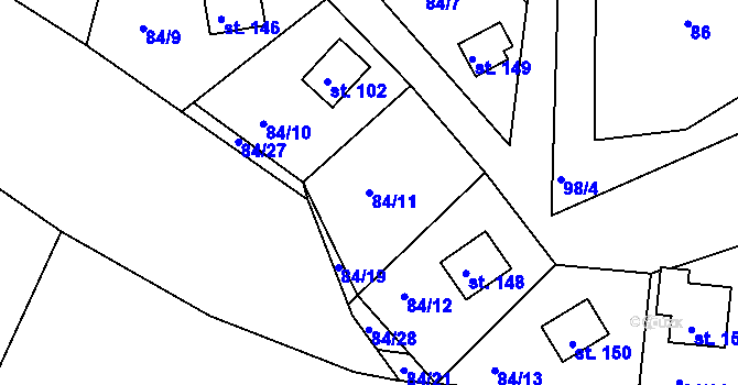 Parcela st. 84/11 v KÚ Temešvár, Katastrální mapa