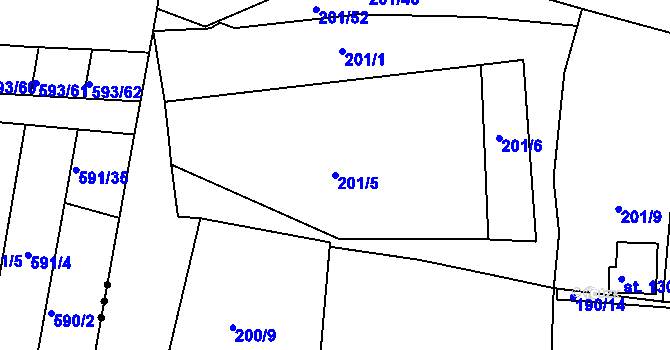Parcela st. 201/5 v KÚ Temešvár, Katastrální mapa