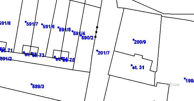 Parcela st. 201/7 v KÚ Temešvár, Katastrální mapa
