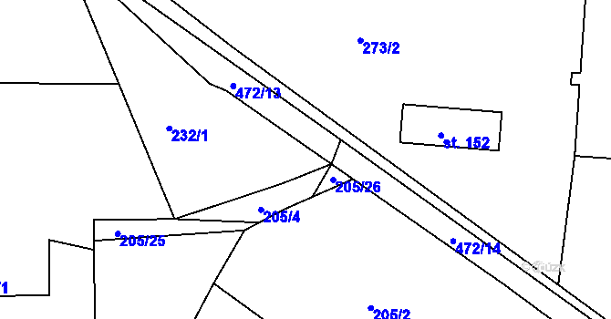 Parcela st. 232/3 v KÚ Temešvár, Katastrální mapa