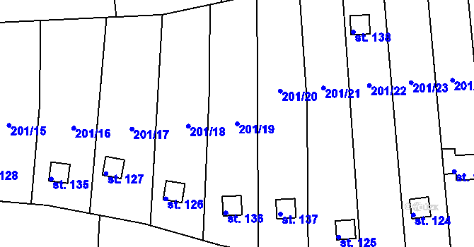 Parcela st. 201/19 v KÚ Temešvár, Katastrální mapa